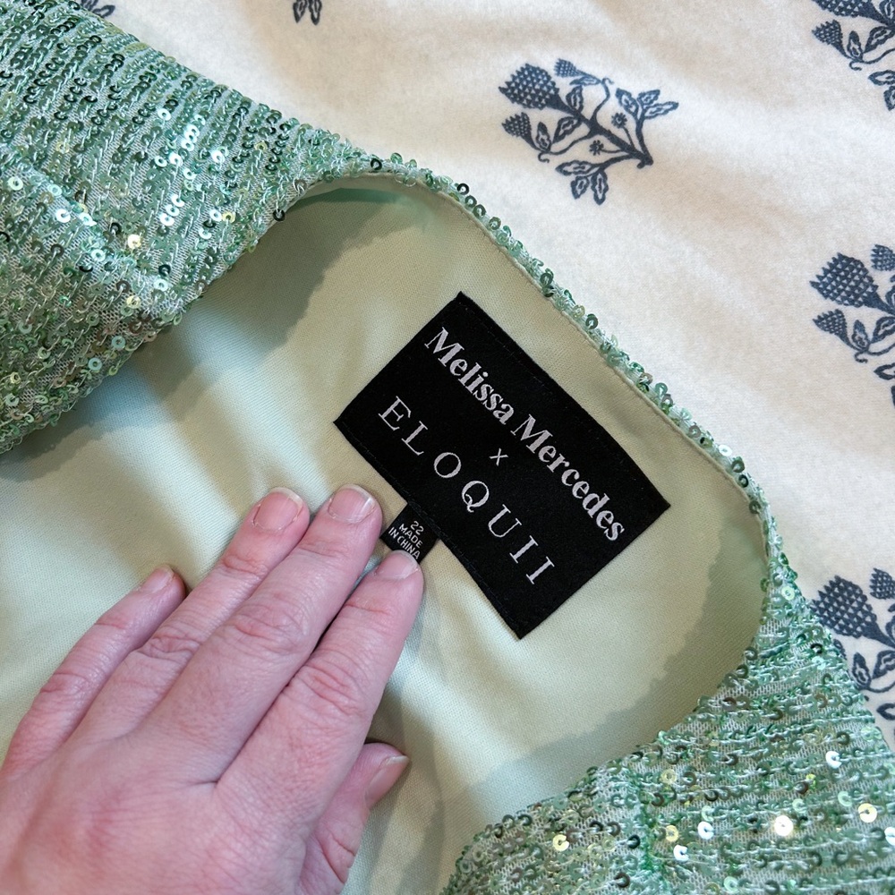 Melissa Mercedes x ELOQUII Green Sequin Romper|Size 22 - Picture 4 of 5